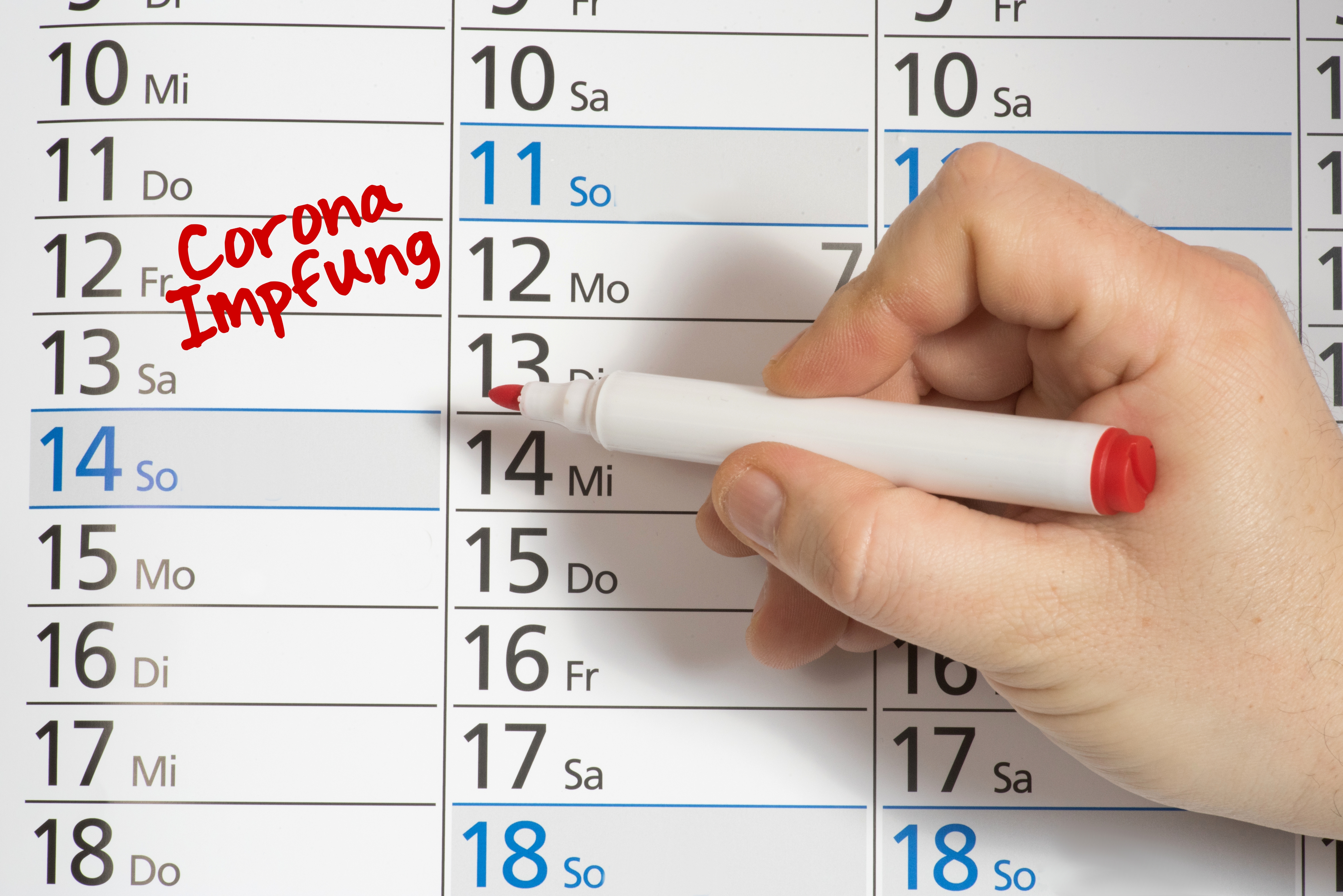 Ein Kalender und Termin für die Impfung gegen Corona Virus Ein Kalender und Termin für die Impfung gegen Corona Virus