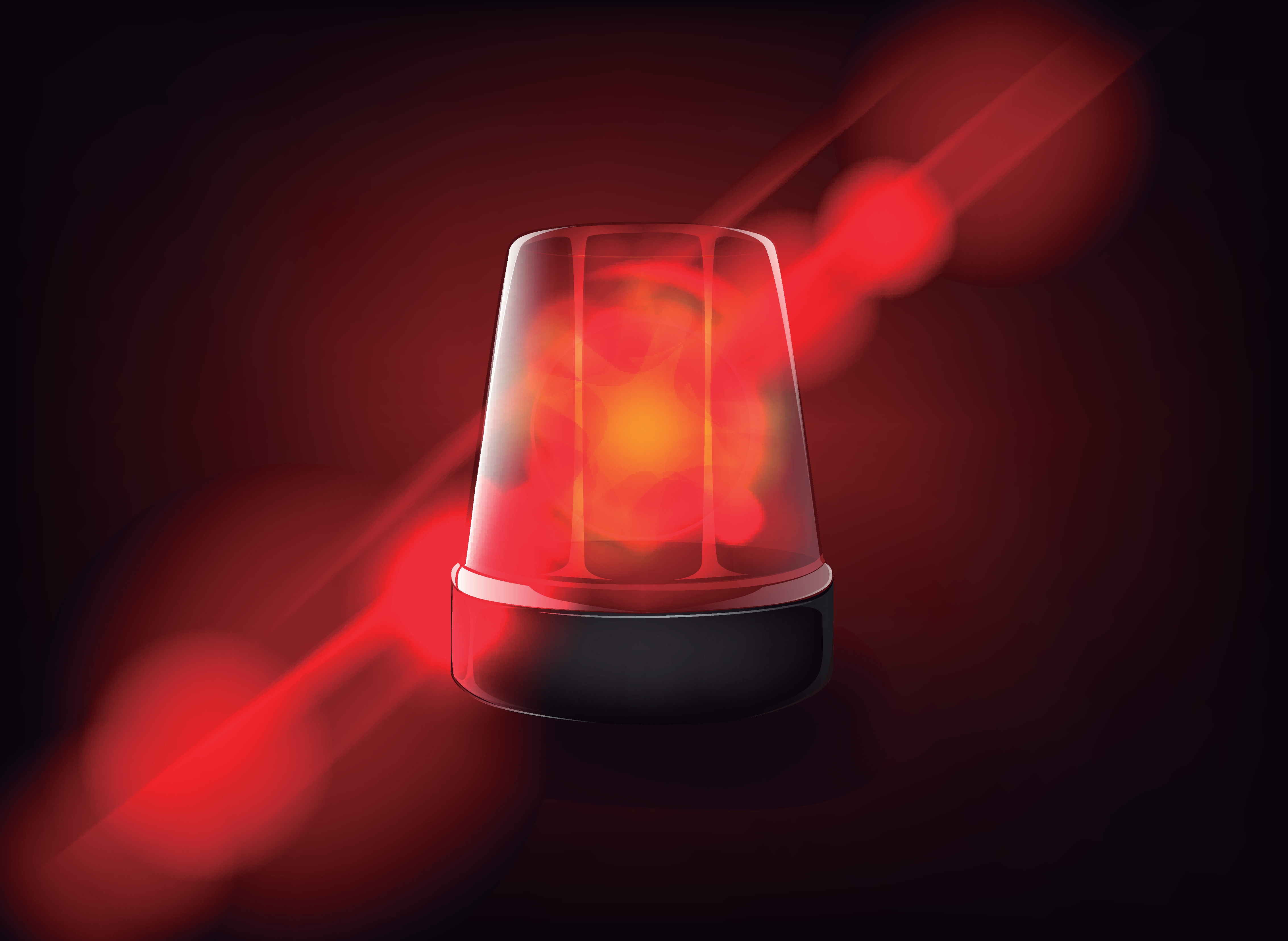 Red emergency flashing siren. Vector