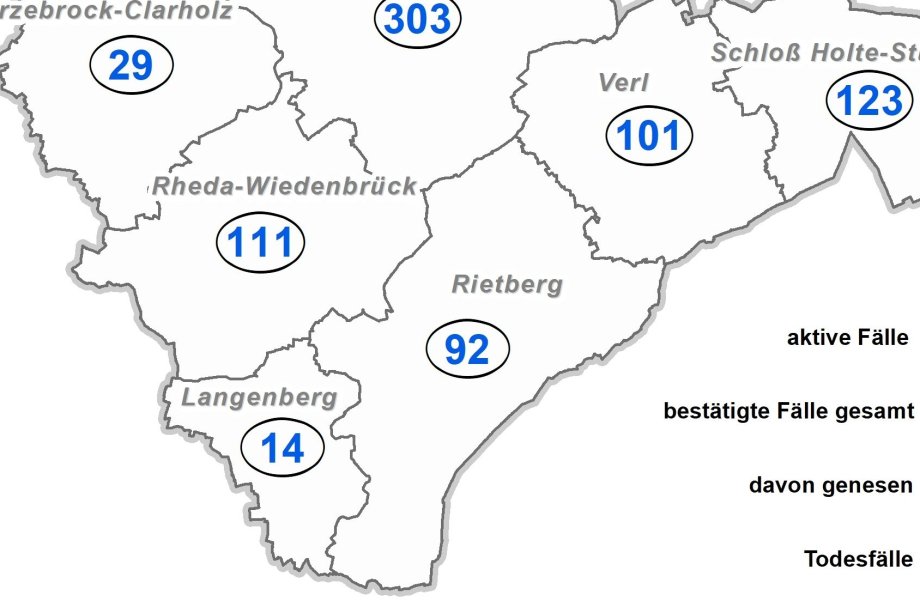 Coronakarte Kreis Gütersloh, 13.12.2020