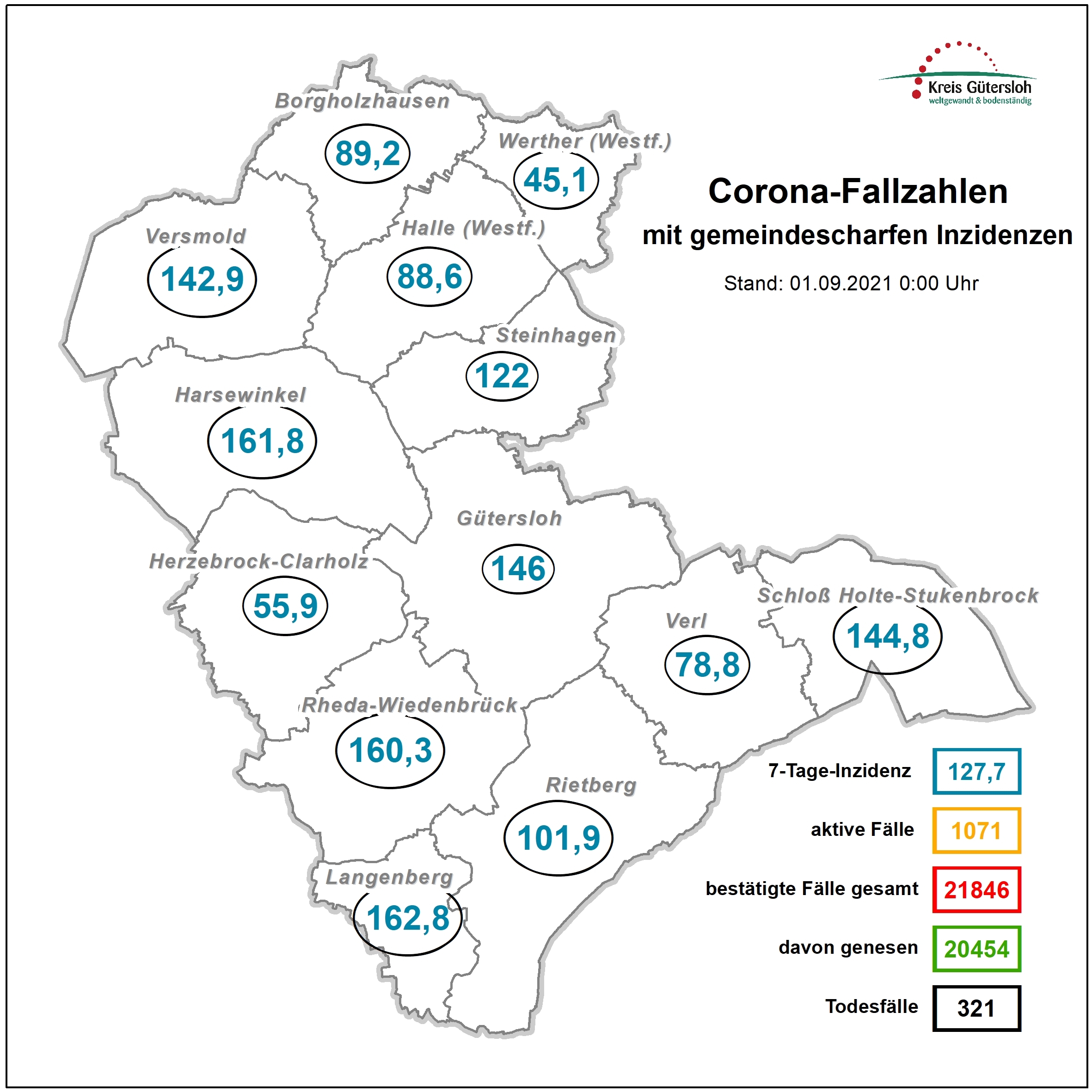 Coronakarte Kreis GT Coronakarte Kreis GT