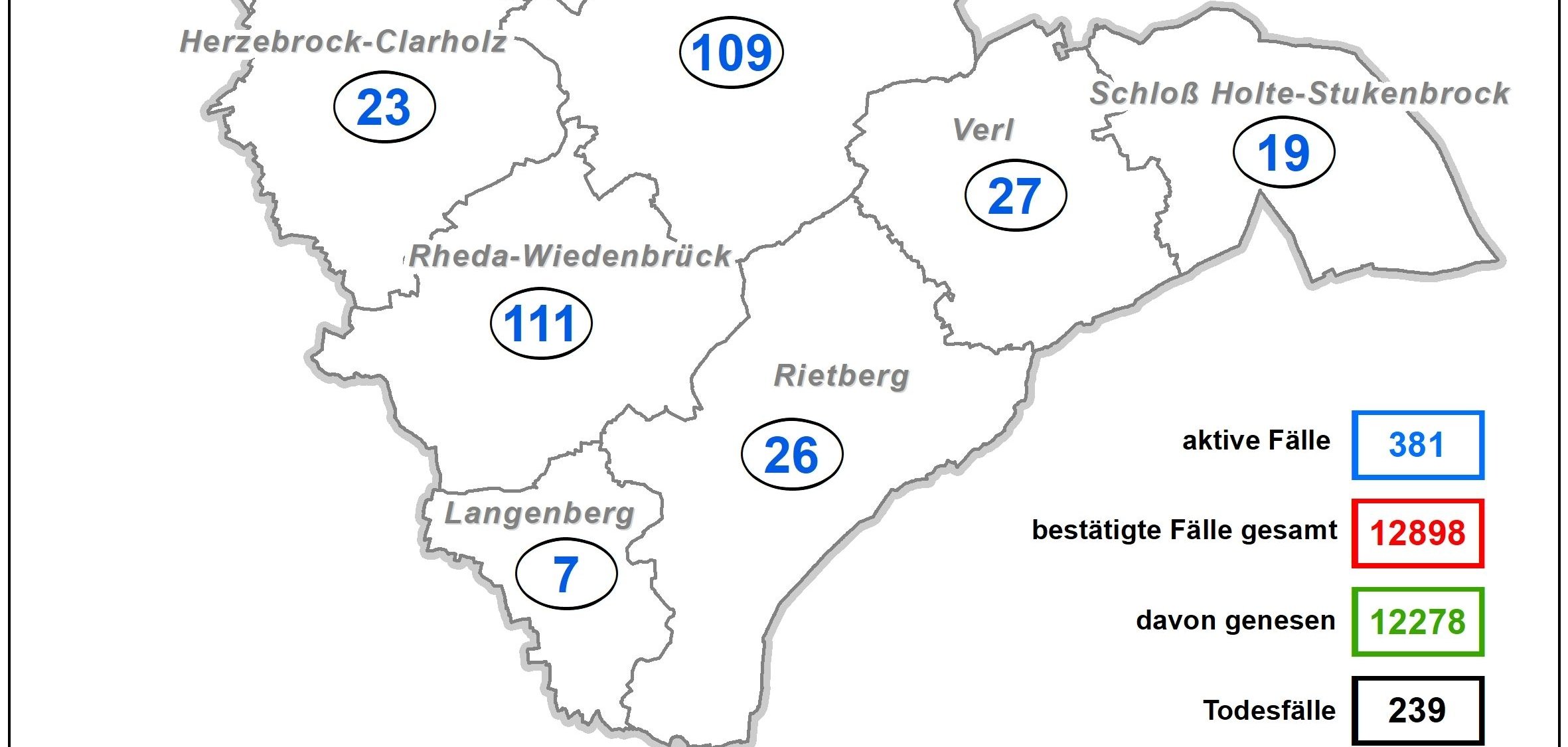 Fallzahlenkarte Kreis Gütersloh Fallzahlenkarte Kreis Gütersloh