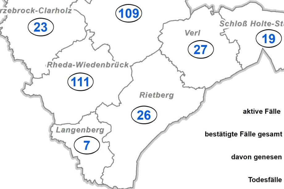Fallzahlenkarte Kreis Gütersloh