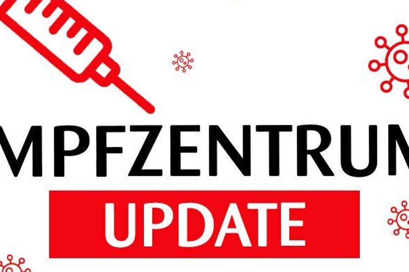 Schriftzug Update Impfzentrum