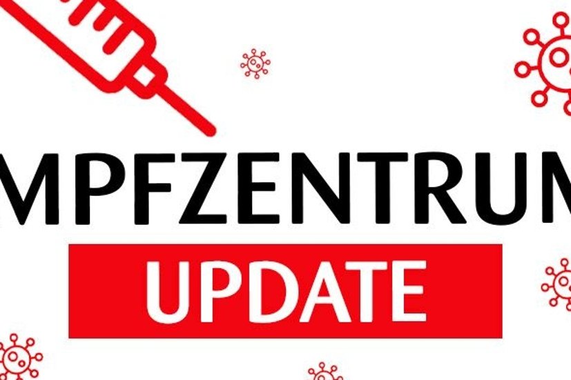 Schriftzug Update Impfzentrum
