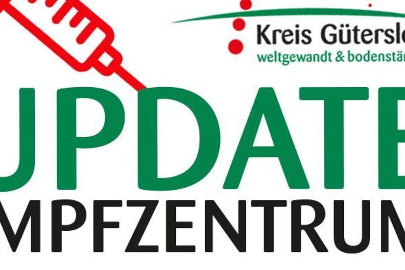 Schriftzug Update Impfzentrum