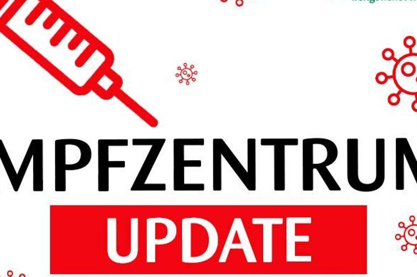 Schriftzug Update Impfzentrum