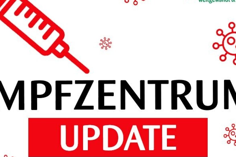 Schriftzug Update Impfzentrum