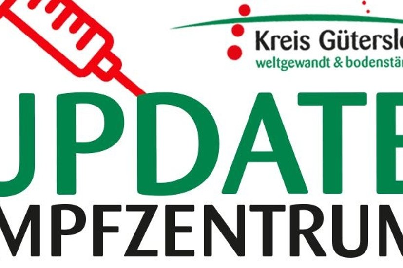 Schriftzug Update Impfzentrum