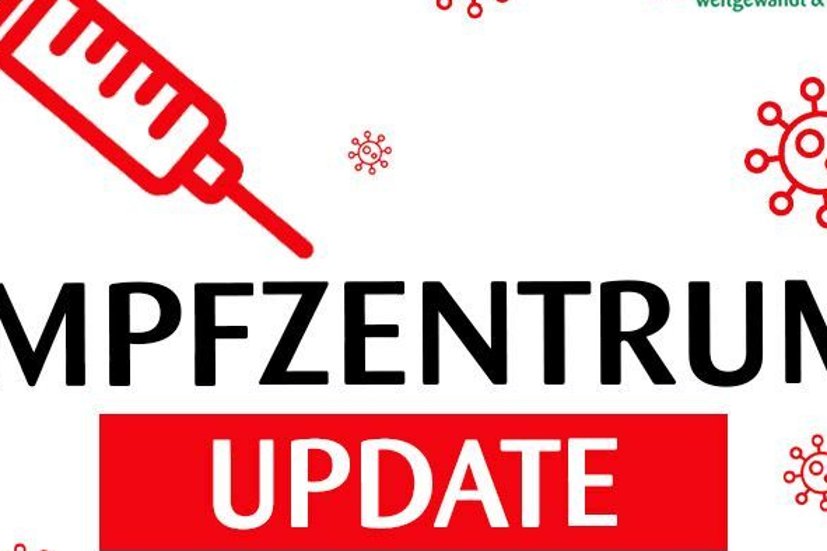 Schriftzug Impfzentrum Update