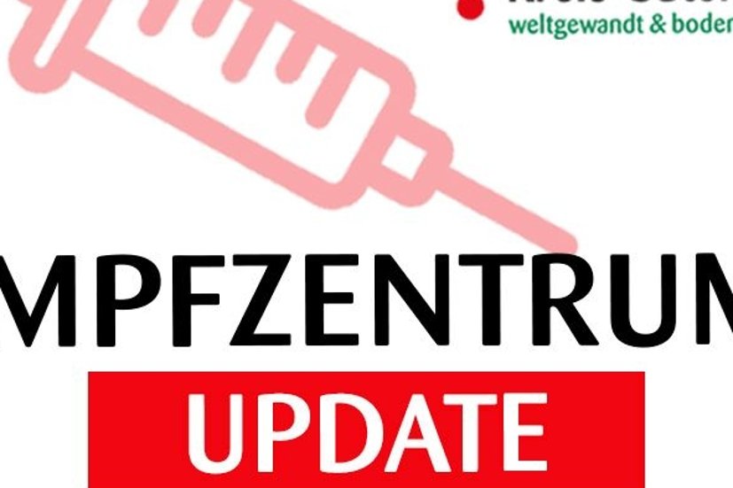 Schriftzug Impfzentrum Update