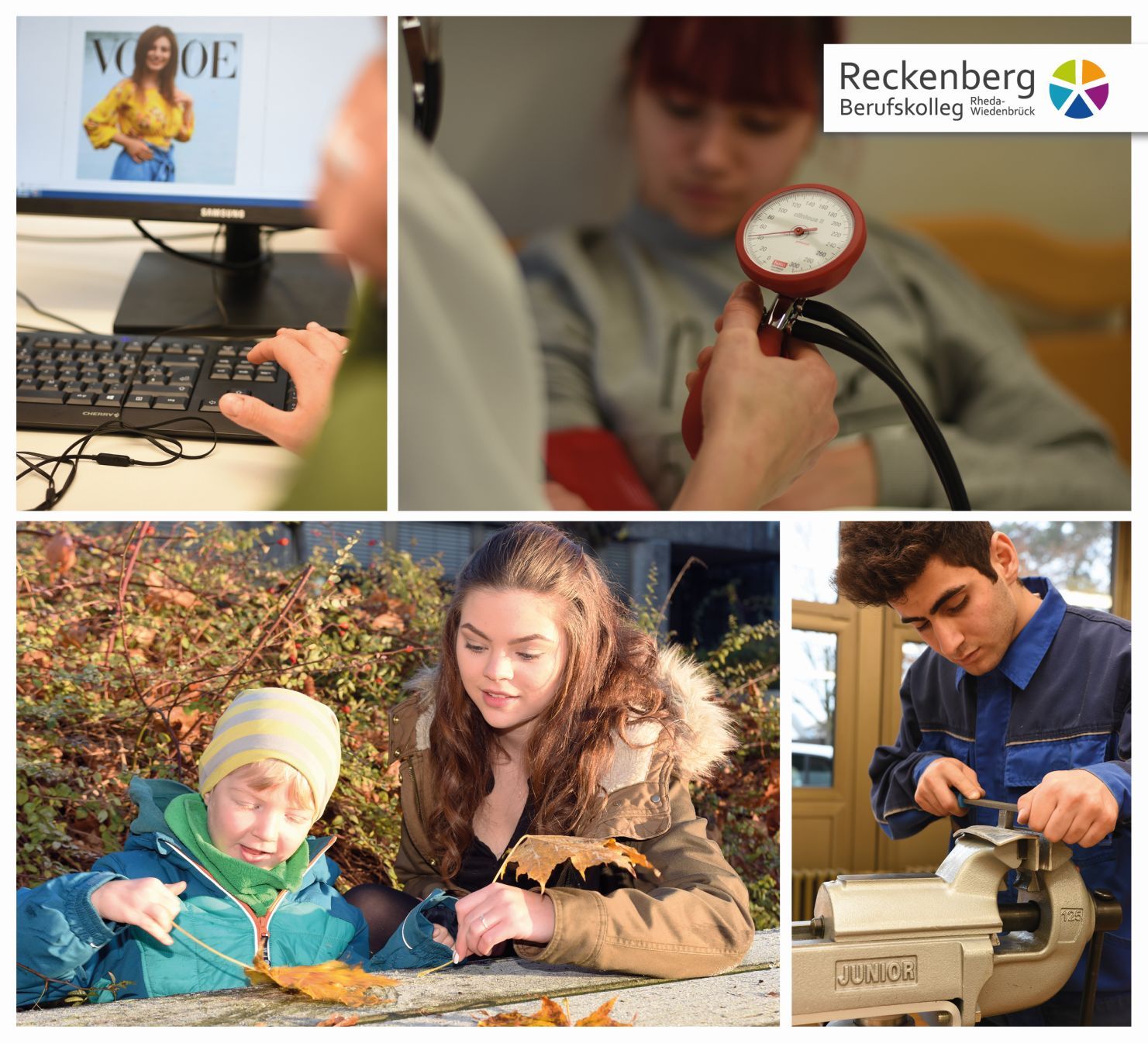 Schülerinnen und Schüler können am Reckenberg-Berufskolleg zwischen verschiedenen praxisorientierten Bildungsgängen wählen. Schülerinnen und Schüler können am Reckenberg-Berufskolleg zwischen verschiedenen praxisorientierten Bildungsgängen wählen.