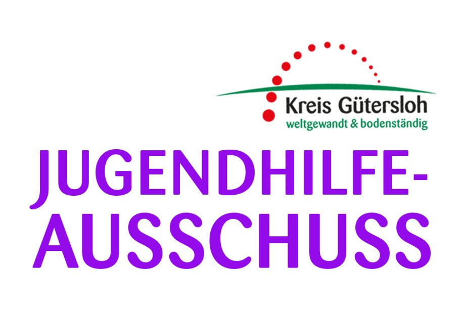 Grafik mit Aufschrift Jugendhilfeausschuss und dem Logo des Kreises Gütersloh