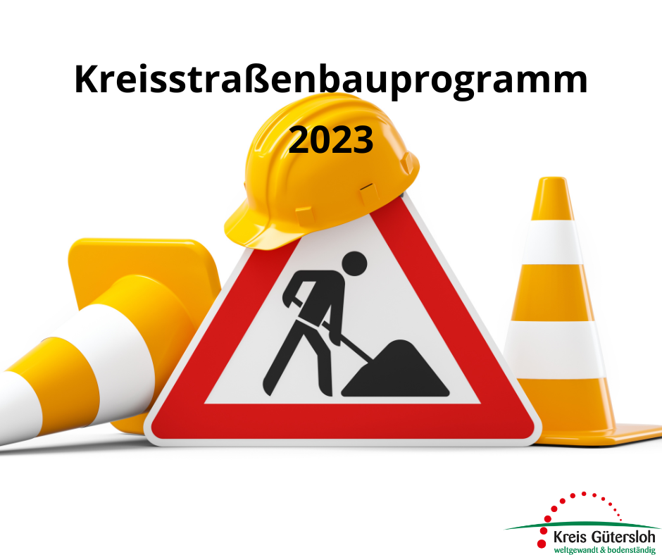 Grafik Baustelle mit Titel Kreisstraßenbauprogramm 2023