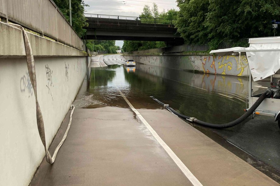 Die Unterführung der K32 nach den Regenfällen