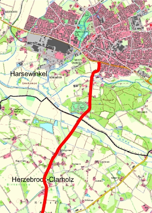 Karte mit der rot markierten K 14, die saniert wird. Karte mit der rot markierten K 14, die saniert wird.