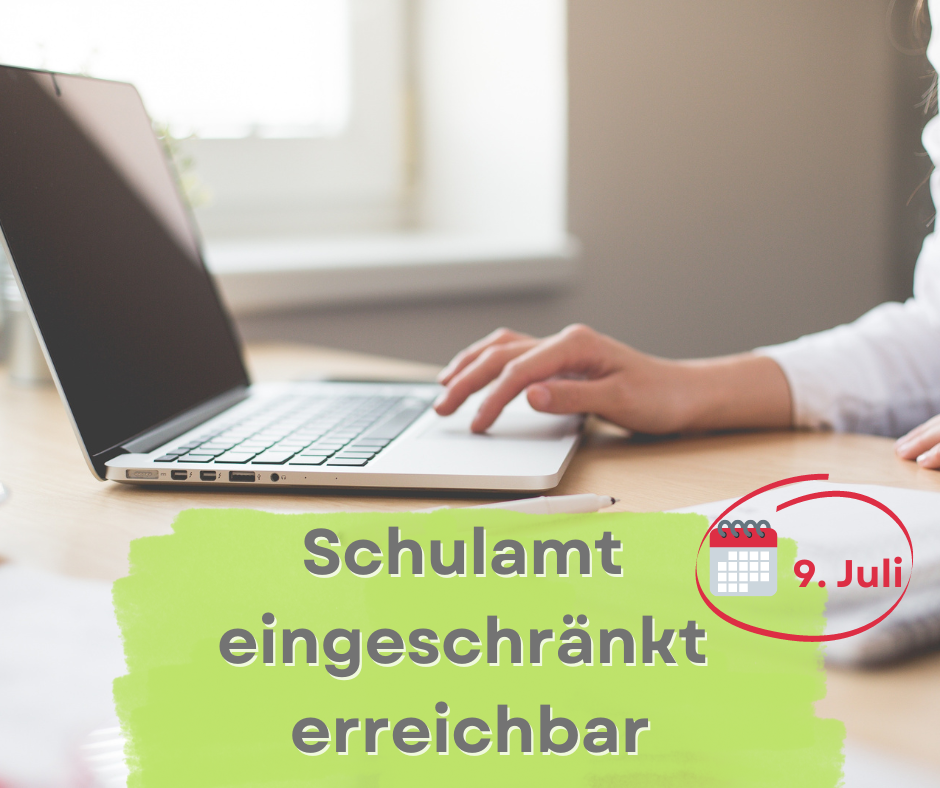 Grafik mit Bild im Hintergrund, auf dem ein Laptop auf dem Tisch steht und eine Person diesen nutzt