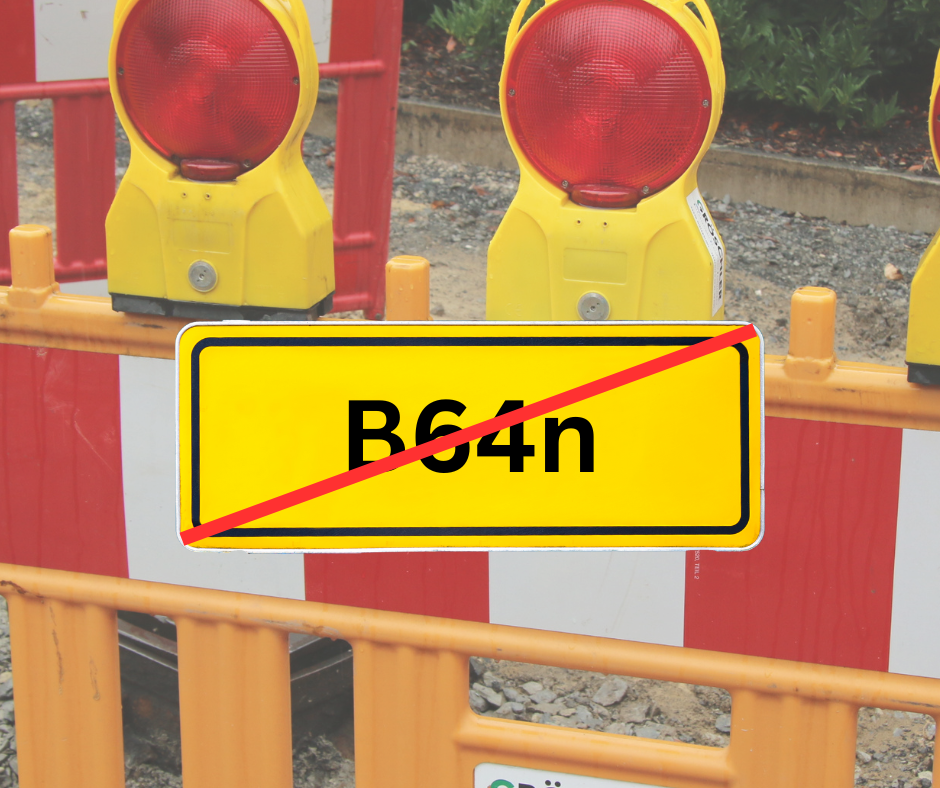B64n Grafik Grafik mit Absperrbaken und einem B 64n-Schild, das durchgestrichen ist