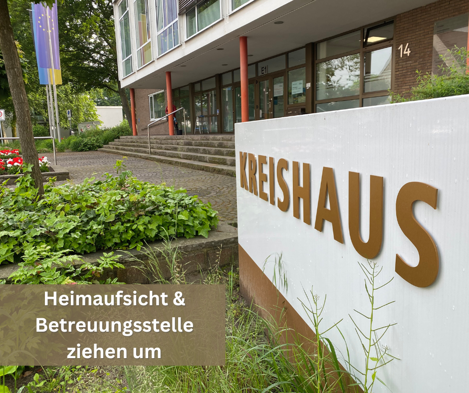 Kreishaus Wiedenbrück zu sehen. Mit der Aufschrift Heimaufsicht und Betreuungsstelle ziehen um.