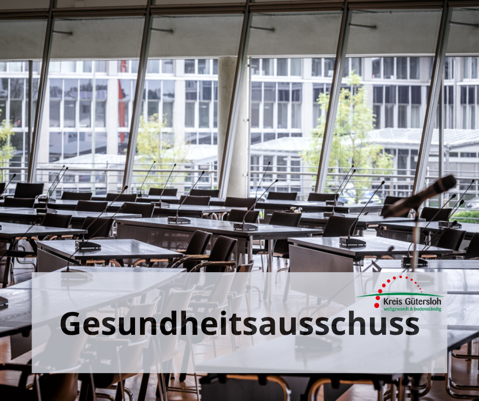 Kreishaus im Hintergrund zu sehen, Aufschrift 'Gesundheitsausschuss'