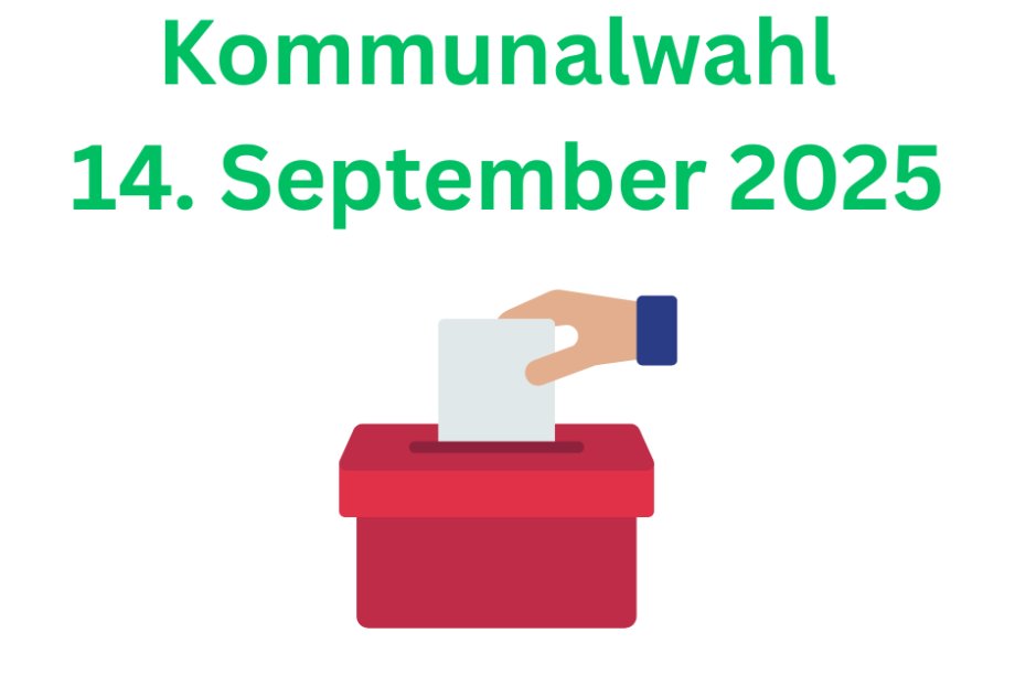 Canva Grafik Kommunalwahlen - Wahlurne und Hand, die einen Stimmzettel einwirft