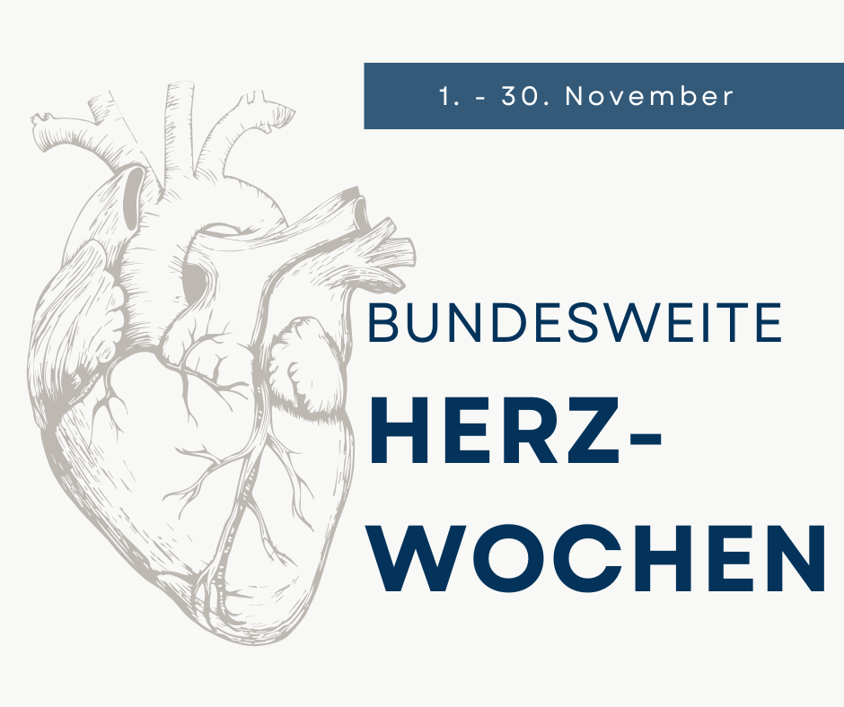 Grafik zu den bundeswieten Herzwochen. Das anatomische Herz ist zu sehen