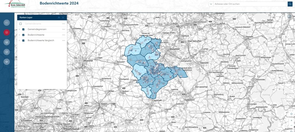 04.04.2024: Karte zu Bodenrichtwerten | Kreis Gütersloh Homepage