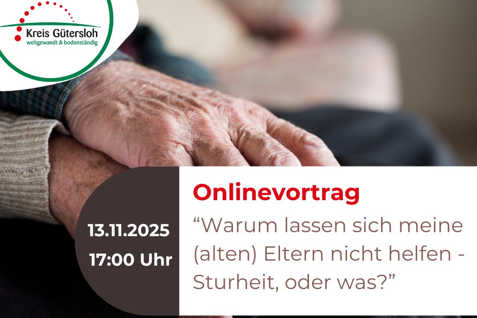 Zwei aufeinander liegende Hände mit Info Text zum Vortrag