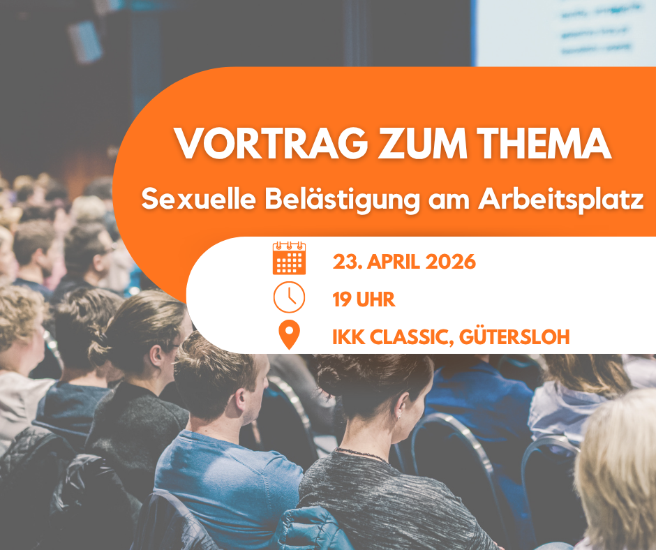 Grafik zu einem Vortrag. Im Hintergrund ist ein Publikum zu sehen.