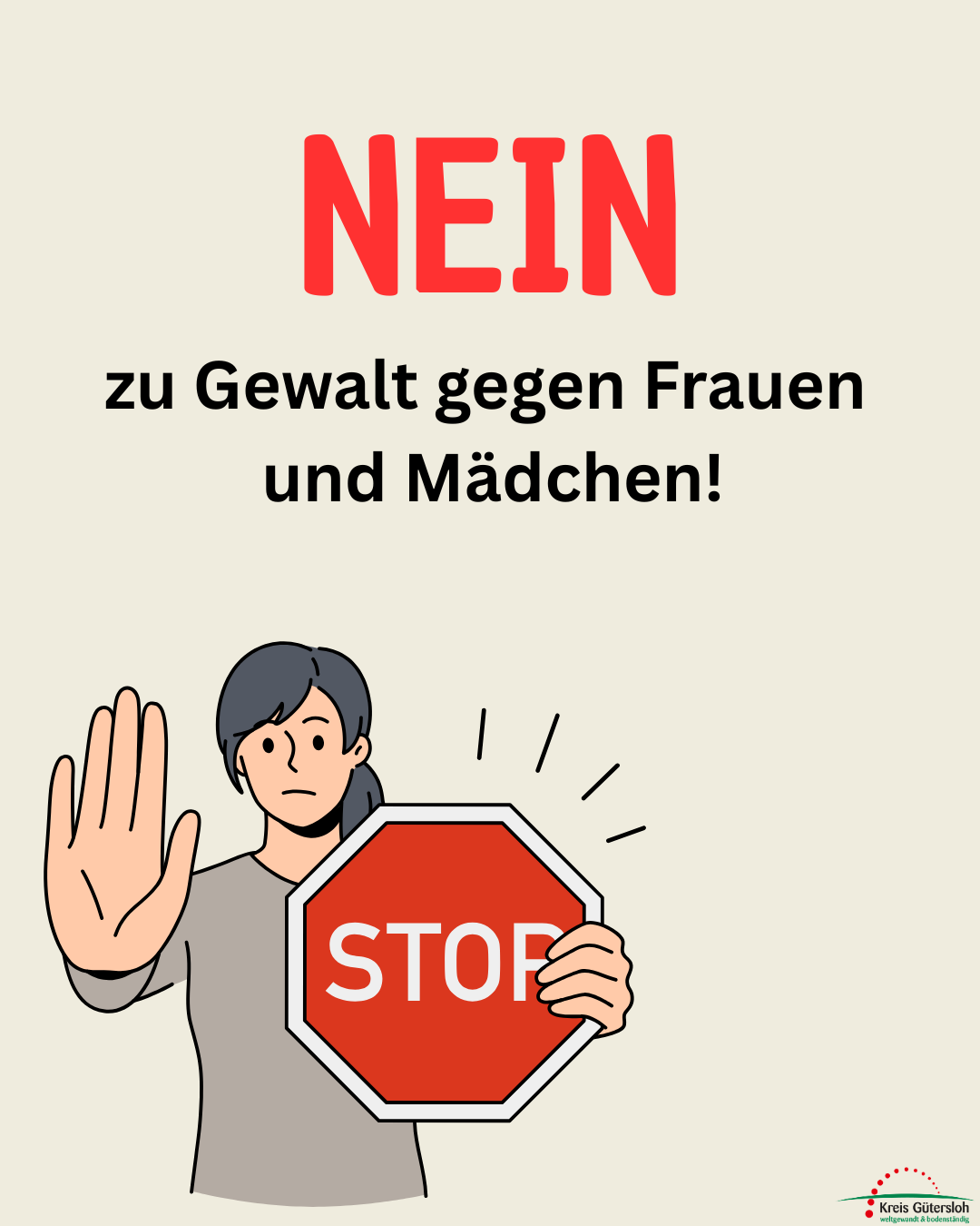 Grafik mit einer Person, die die Hand entgegenstreckt und ein Stop-Schild in der Hand hält.
