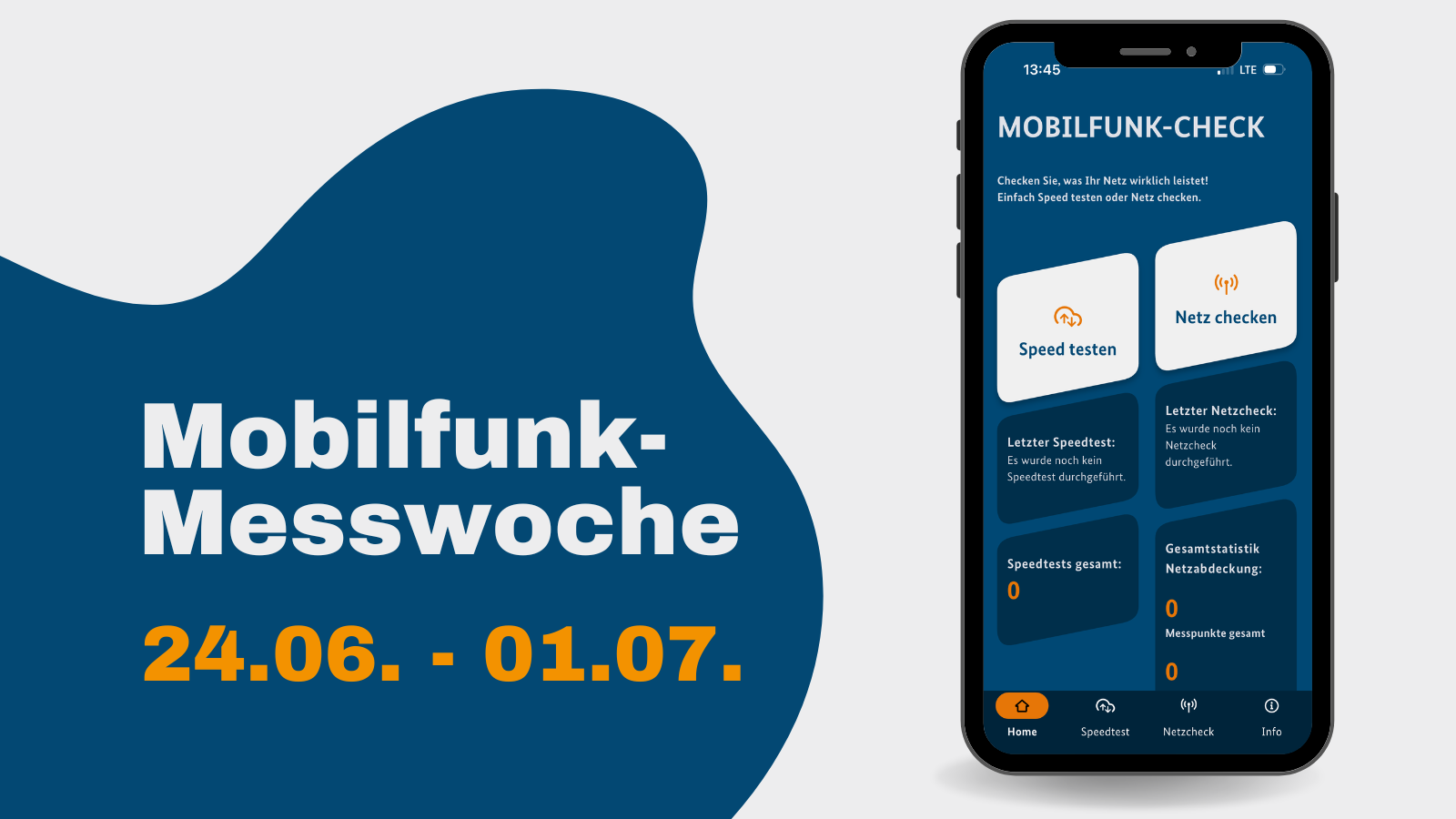 Handy mit der App zum Mobilfunk-Check zu sehen.