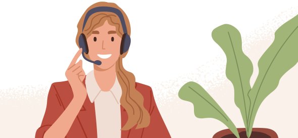 Operator of call center working online with laptop and headset. Manager of customer support service consulting clients through internet. Colored flat vector illustration of digital helpdesk