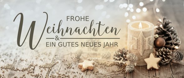 Weihnachtliche Unterlage mit Text "Frohe Weihnachten und ein gutes neues Jahr"