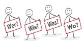 Strichfiguren mit Schildern: Wer Wie Was Wo
