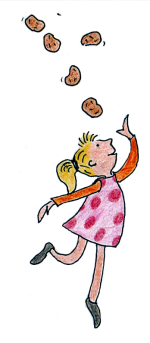 Zeichnung eines jonglierenden Mädchens