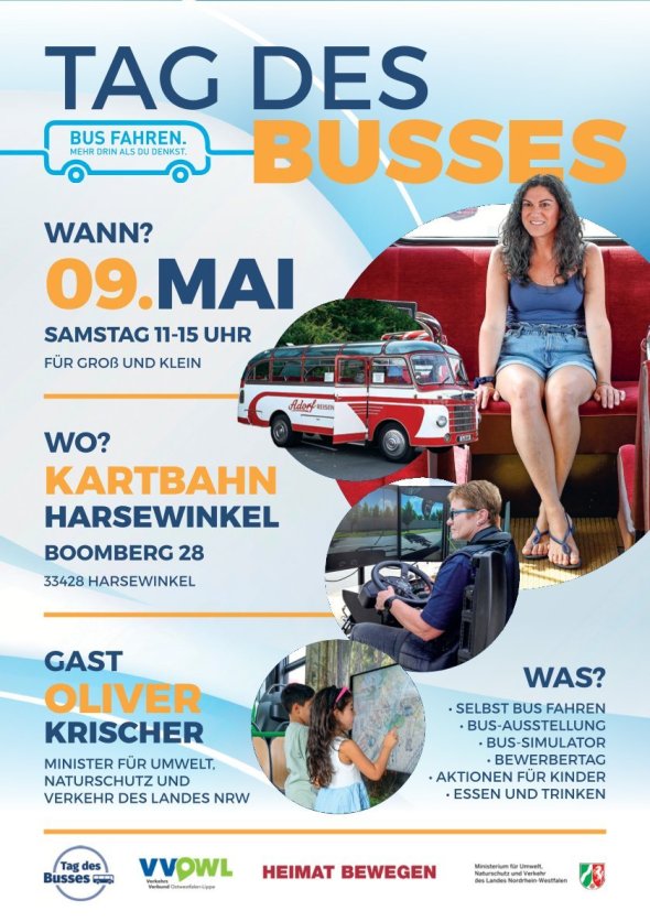 Ein Flyer, der alle Informationen zum Tag des Busses enthält.