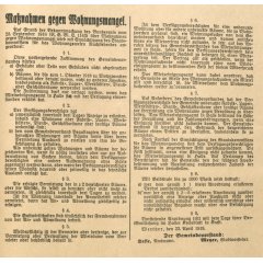 Maßnahmen gegen Wohnungsmangel des Gemeindevorstands Werther vom 23.04.1919