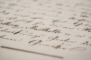 Schriftstück auf dem 19. Jahrhundert in Nahaufnahme