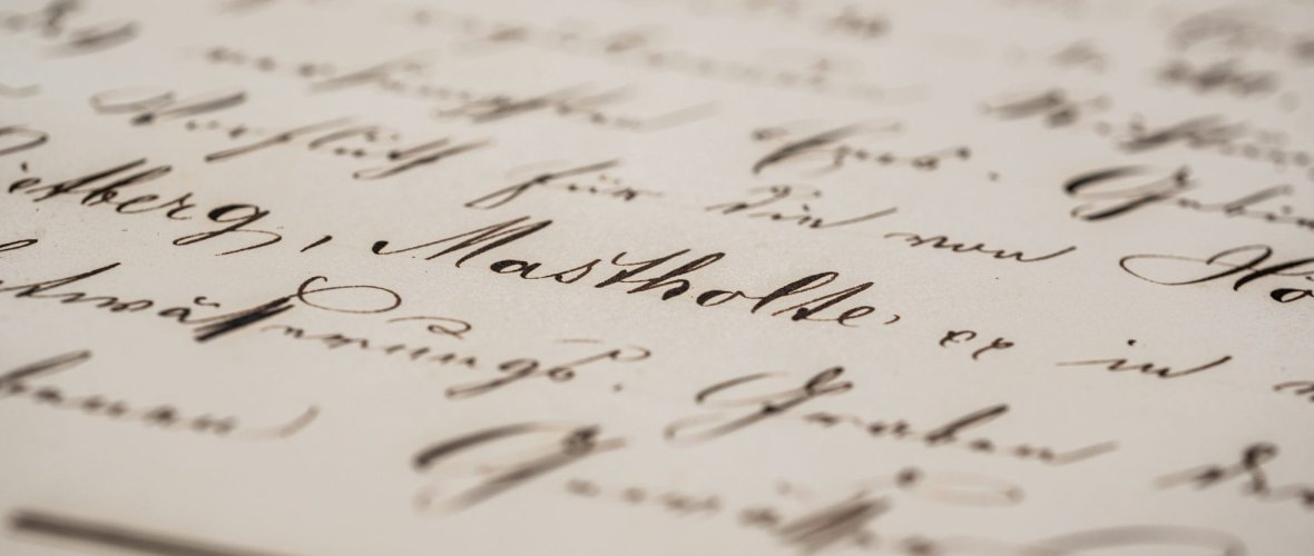 Schriftstück auf dem 19. Jahrhundert in Nahaufnahme