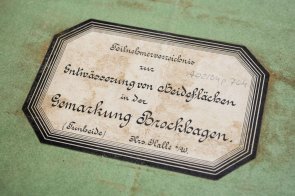 Akte in Großaufnahme zur Entwässerung von Heideflächen in Brockhagen