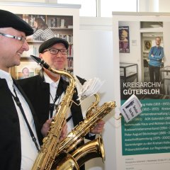 Für die musikalische Begleitung bei der Eröffnung des Stadt- und Kreisarchivs sorgte das Session Sax Duo
