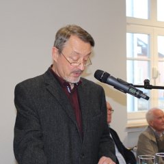 Stadtarchivar Stephan Grimm bei der Eröffnung des neuen Stadt- und Kreisarchivs