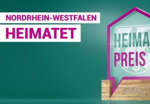 Grafik mit der Aufschrift "Nordrhein-Westfalen heimatet"